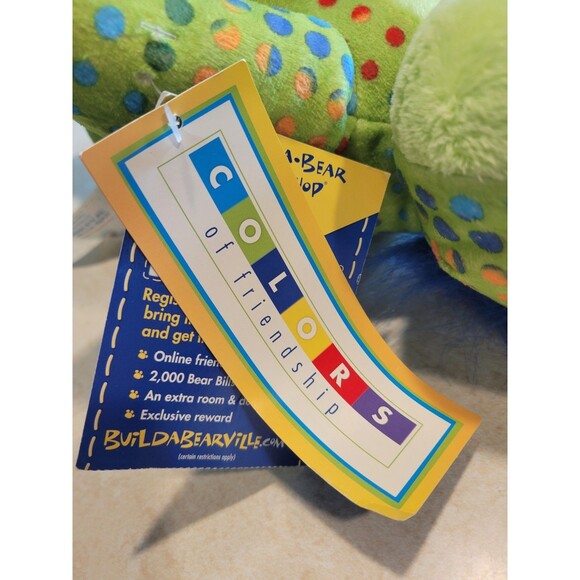 2011 Build-A-Bear Colors Of Friendship Green Rainbow Spots Speckled Friend 15" - Picture 7 of 10